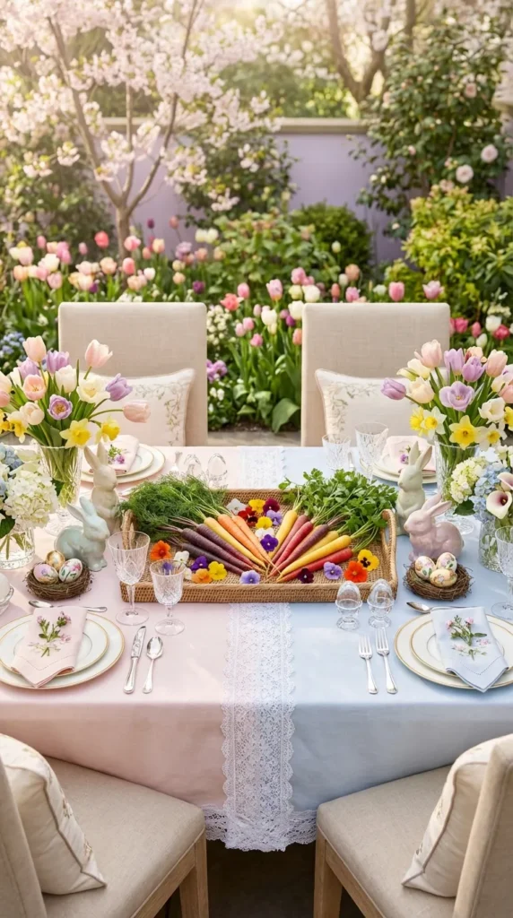 Woven Rattan Tray With Rainbow Carrots