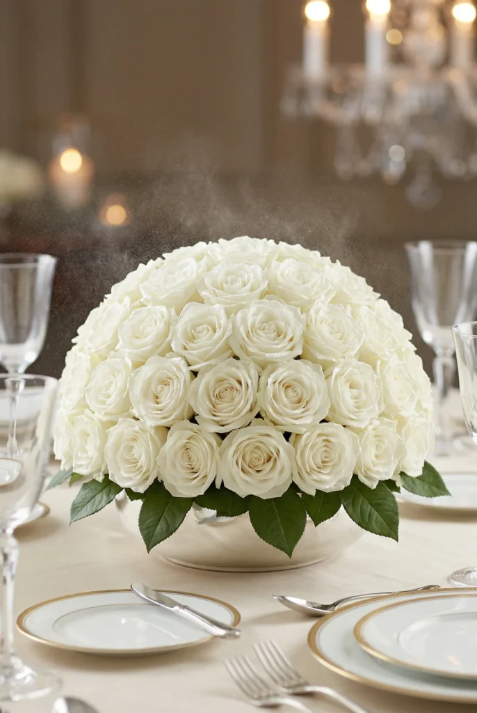 All White Rose Dome Arrangements