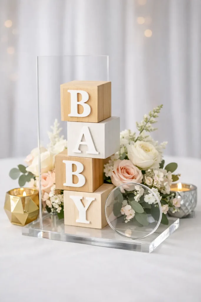 Alphabet Blocks with Modern Acrylic Accents Centerpieces