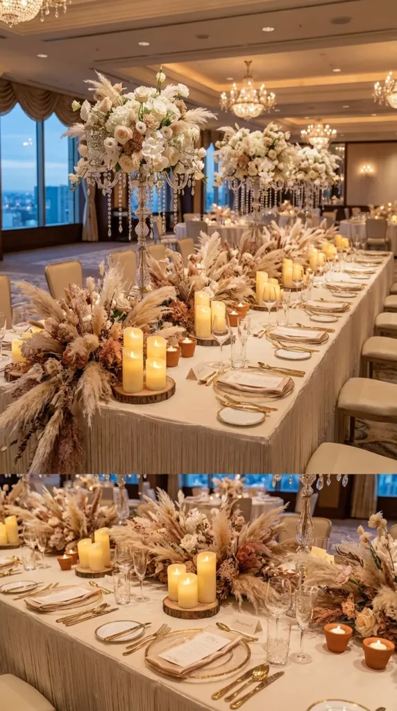 Ambient Candle Clusters Among Pampas Grass