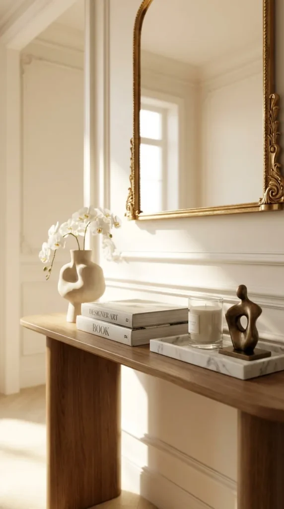 Antique Console With Ornate Mirror Overhead