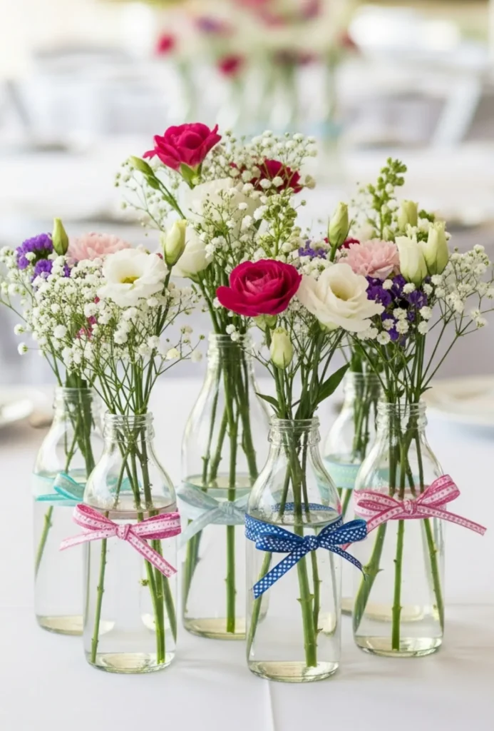 Baby Bottle Filled Floral Centerpieces