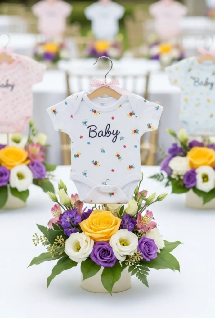 Baby Onesie Floral Arrangement Centerpieces