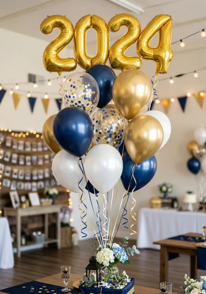 Balloon Bouquet with School Colors Centerpieces