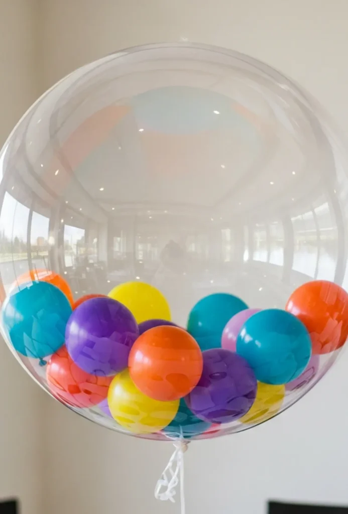 Balloon Bubble Transparent Orb Centerpieces with Mini Balloons Inside
