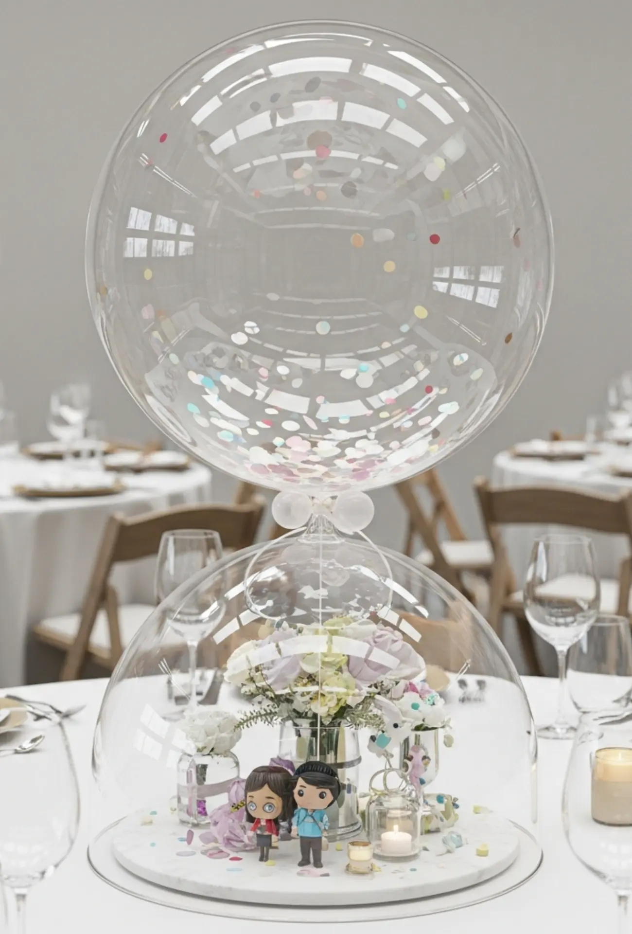 Balloon Dome Cover Centerpieces Under Glass Look