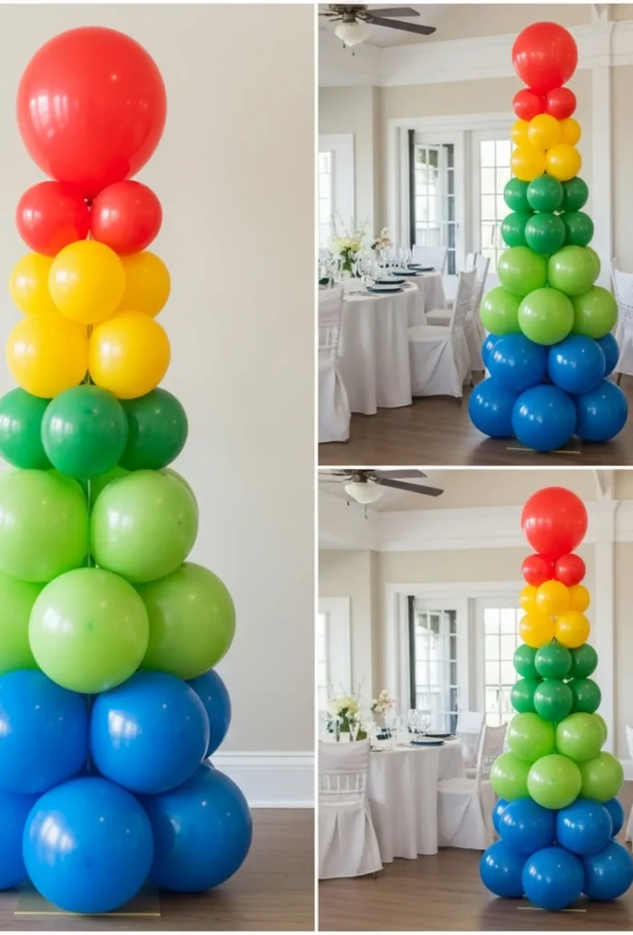 Balloon Tower with Layered Sizes Centerpieces