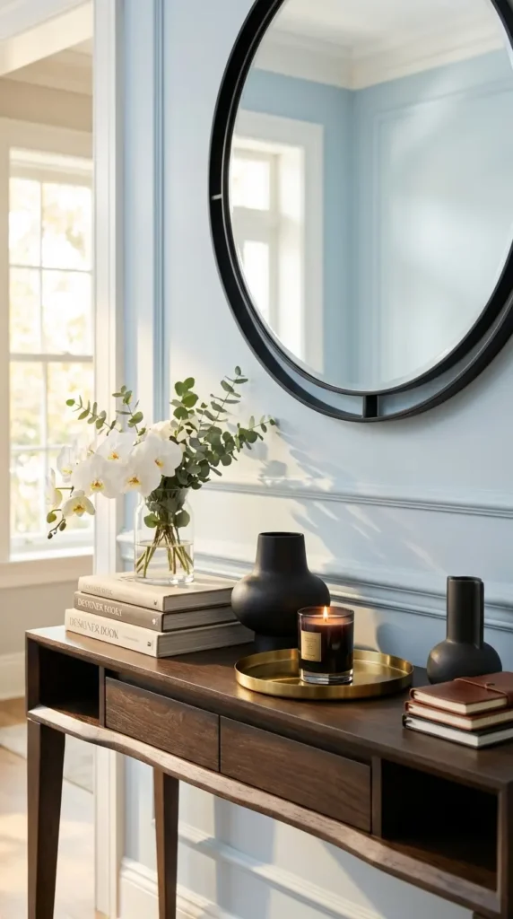 Black Framed Mirror for a Contemporary Entryway Statement