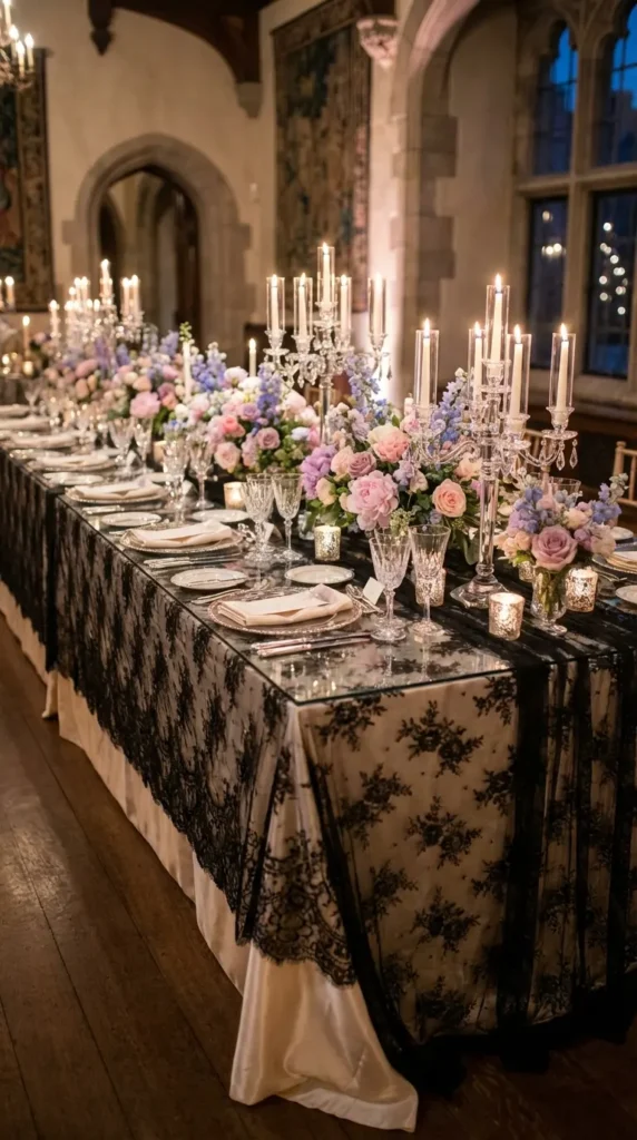 Black Lace Table Overlays