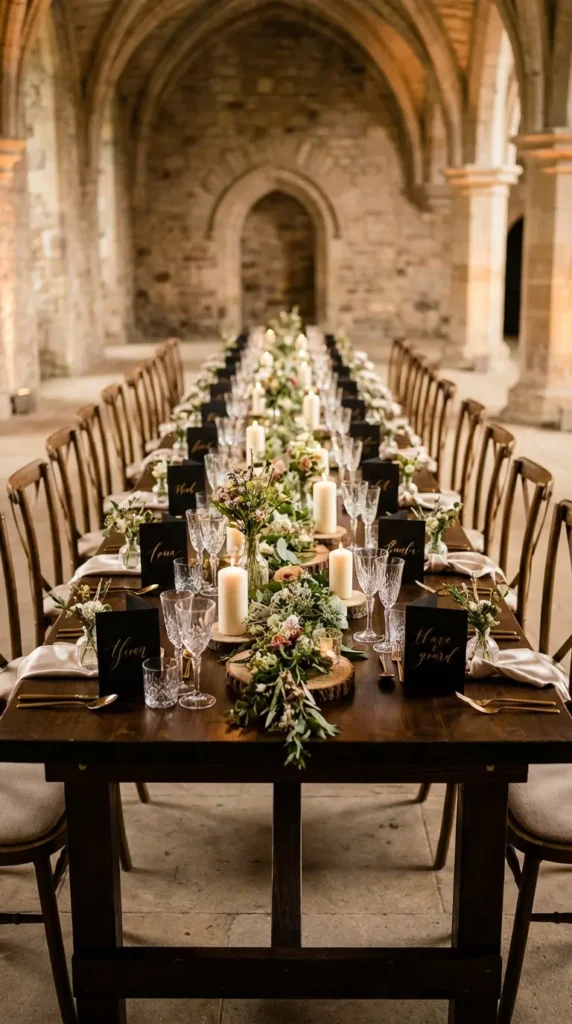 Black Place Cards with Elegant Fonts