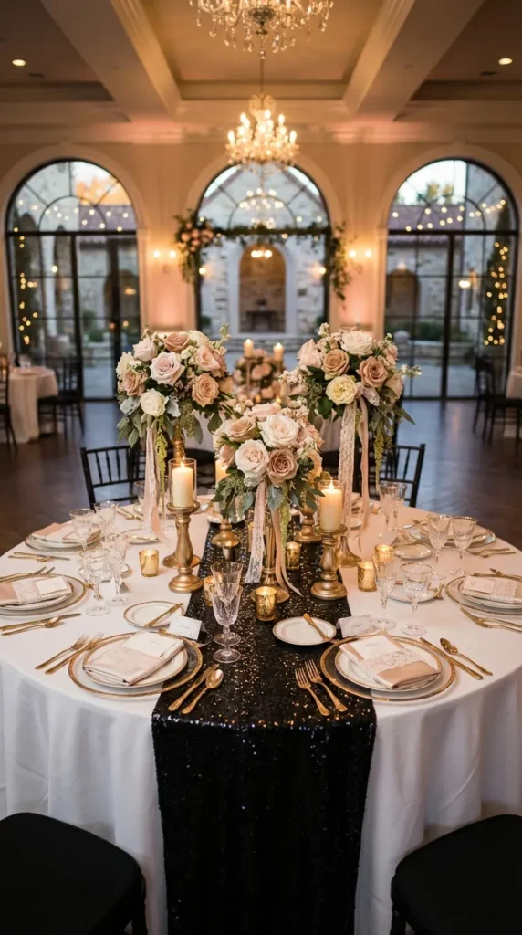 Black Sequin Table Runners