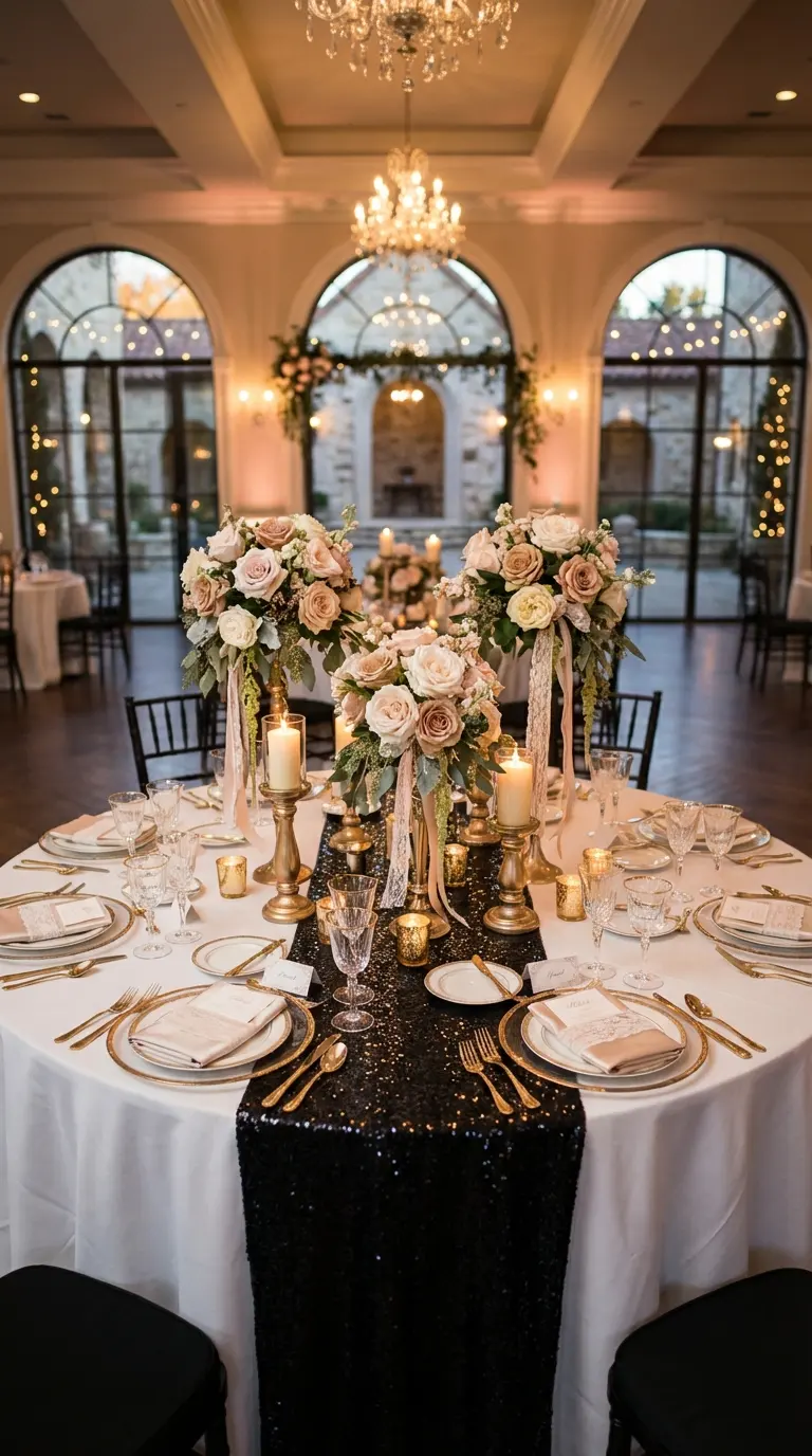 Black Sequin Table Runners