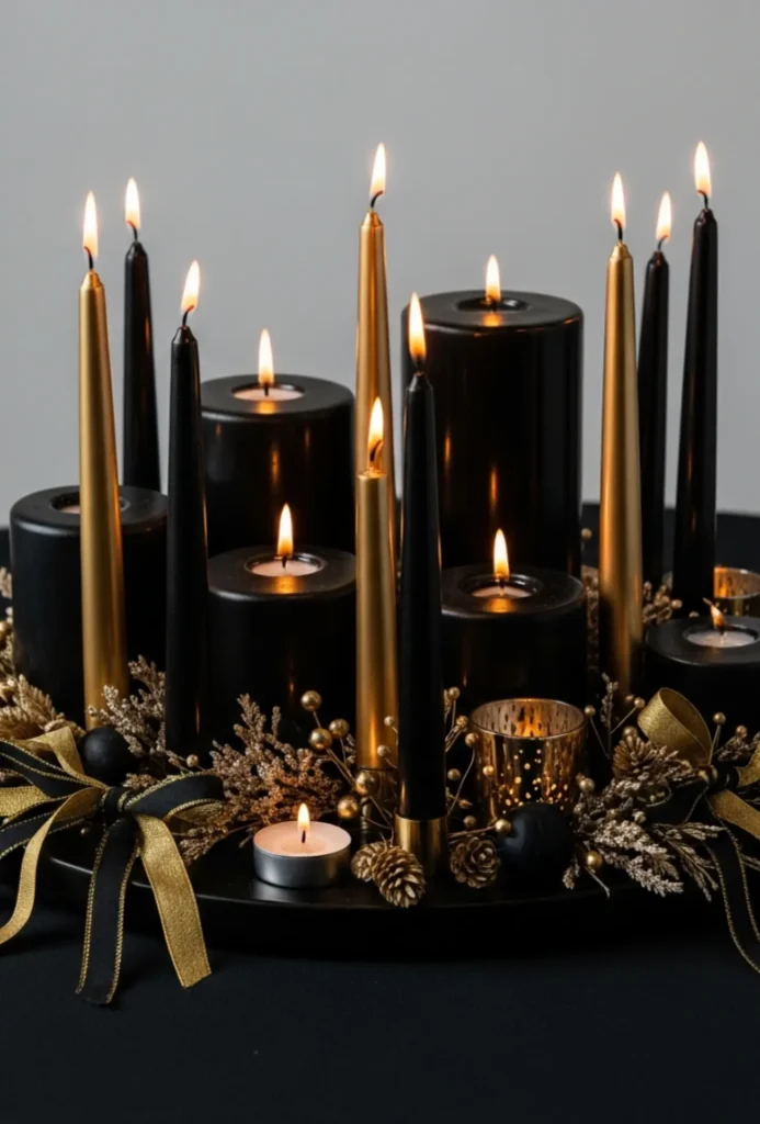 Black and Gold Luxe Candle Centerpieces