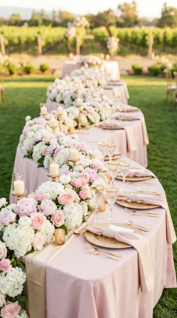 Blush Pink and Gold Romantic Wedding Tablescape