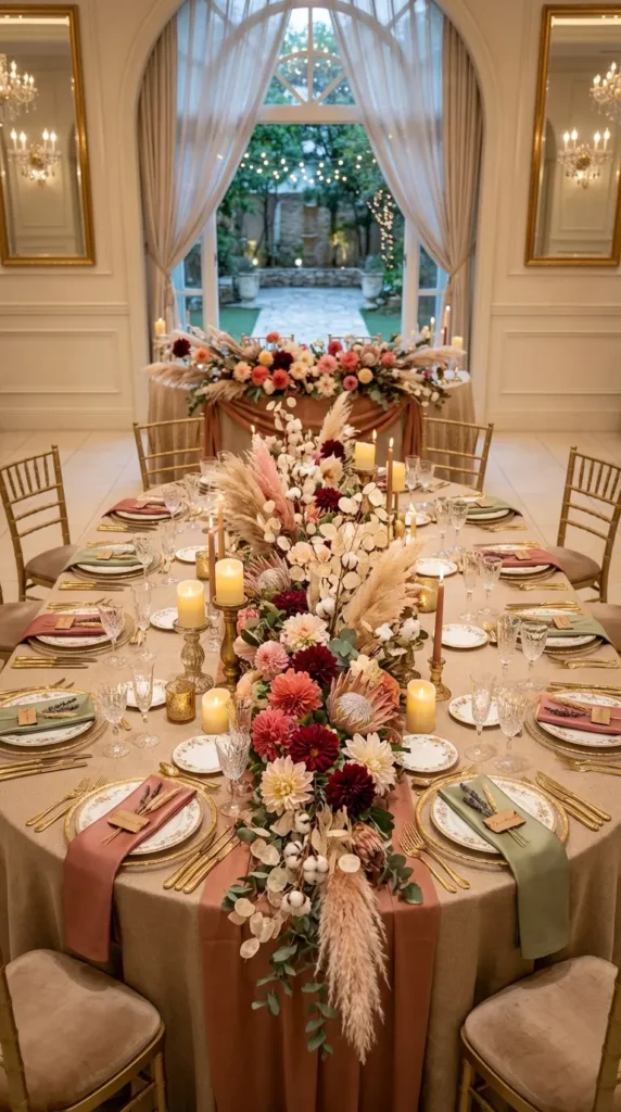 Boho Pampas Grass and Dried Flower Centerpieces