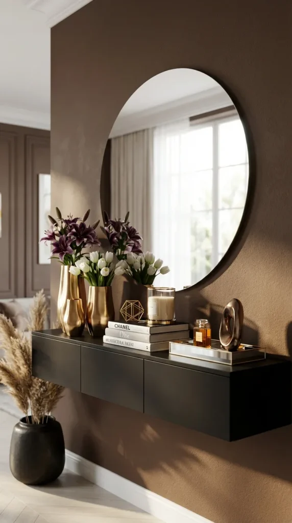 Bold Black and Mirror Contrast Console Styling
