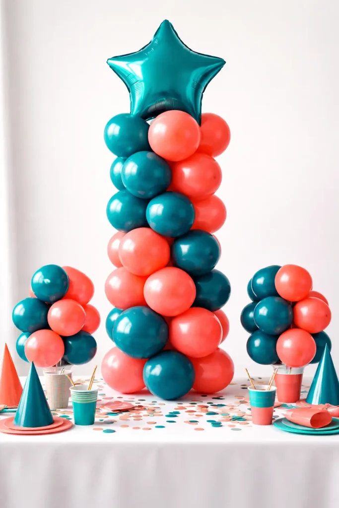 Bold Color Blocked Balloon Centerpieces