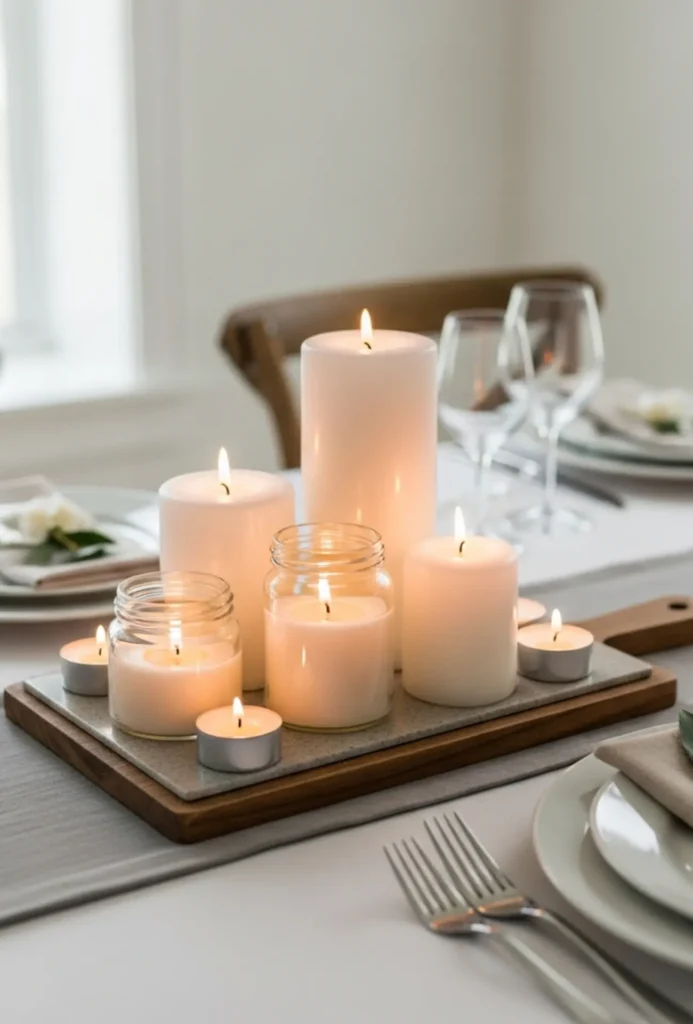 Candle Cluster with Mixed Heights Centerpieces