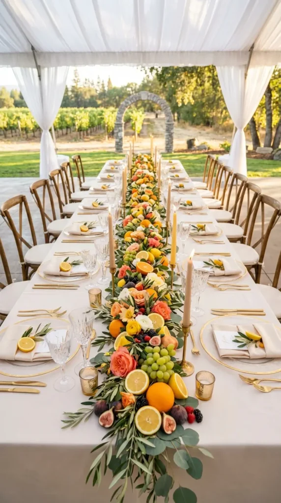 Citrus And Fresh Fruit Wedding Centerpieces