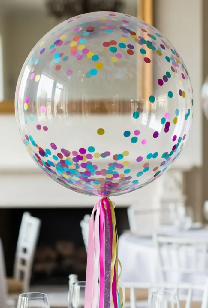 Confetti-Filled Transparent Balloon Centerpieces