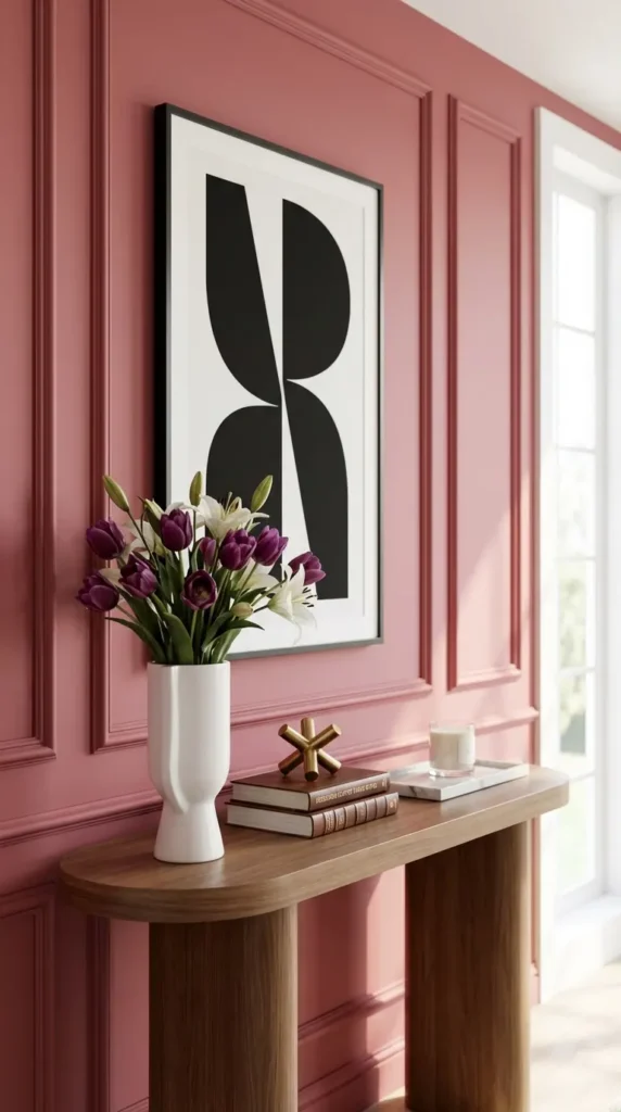 Console Below a Bold Framed Graphic Print