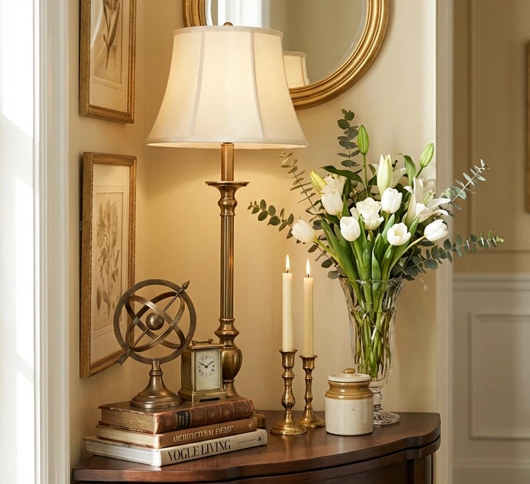 Console Table Decor with Lamp Ideas