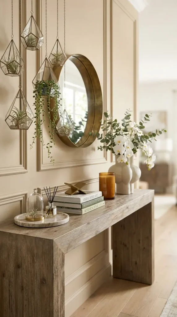Console With Hanging Terrarium or Air Plants