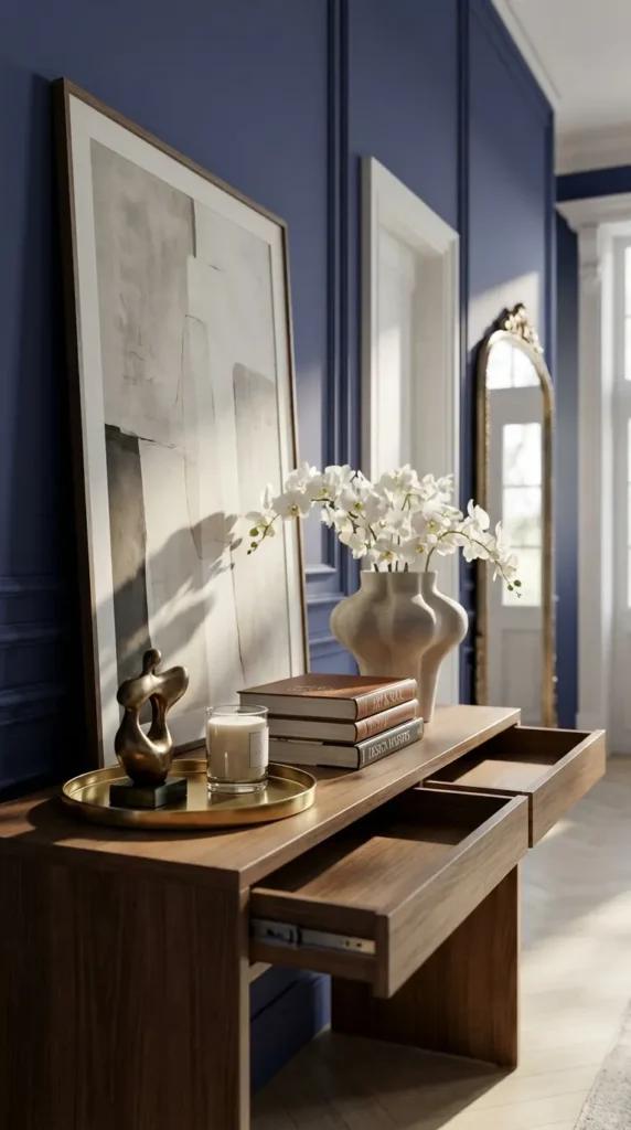 Console With Leaning Artwork for a Casual Look