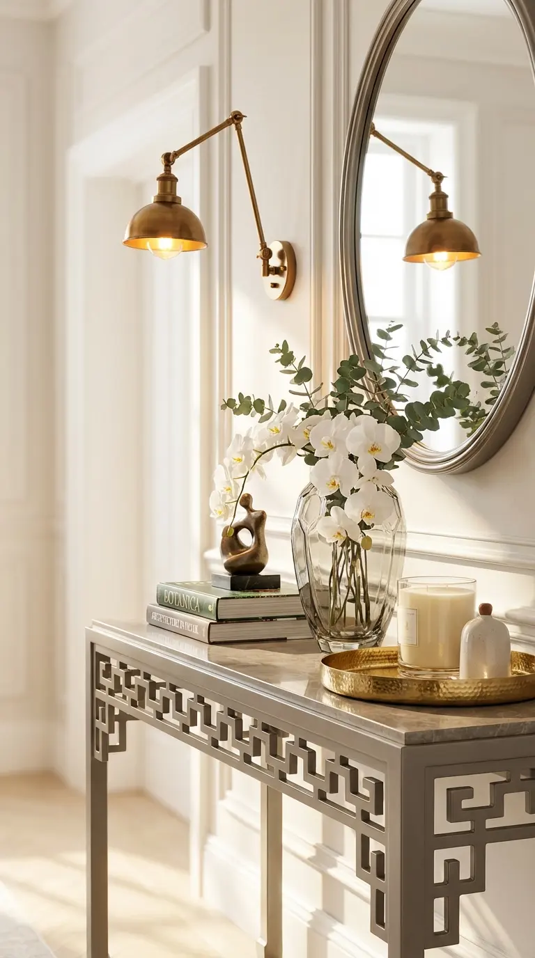 Console With Wall Sconces Instead of Table Lamps
