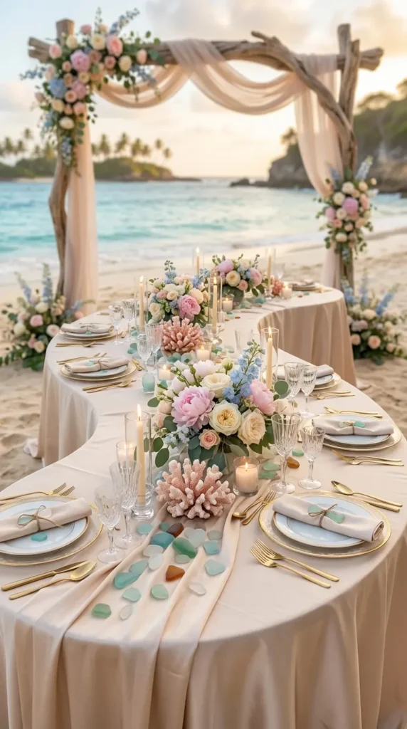 Coral and Sea Glass Accents