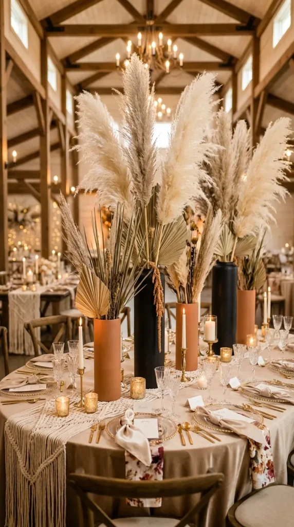 Dramatic Tall Pampas Grass Centerpieces