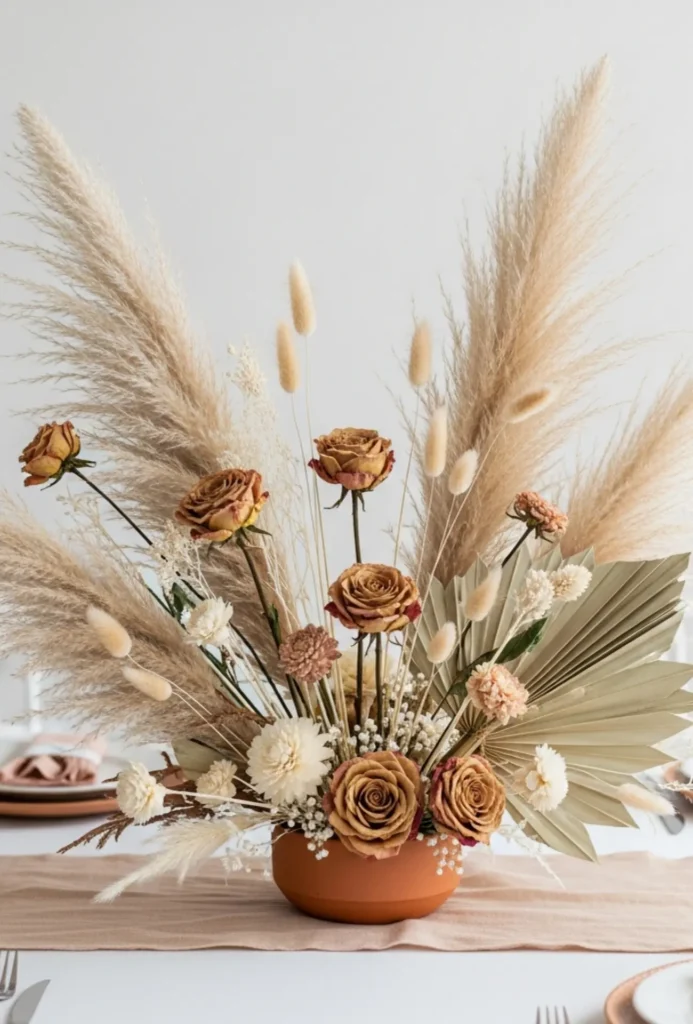 Dried Floral and Pampas Grass Centerpieces