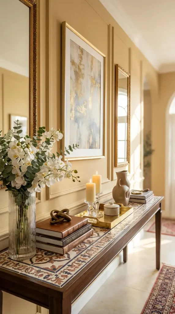 Dual Mirrors Flanking Artwork for Balanced Display