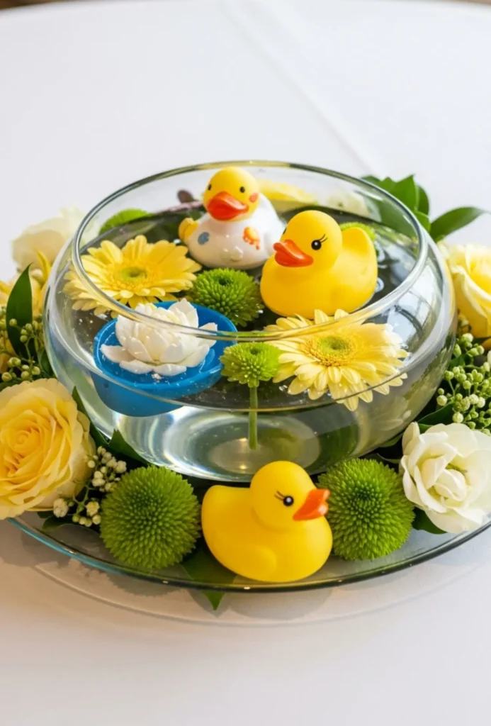 Duckling Pond Water-Inspired Centerpieces