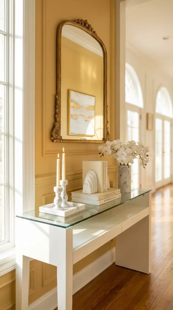 Elegant Marble Decor Accents on a White Console