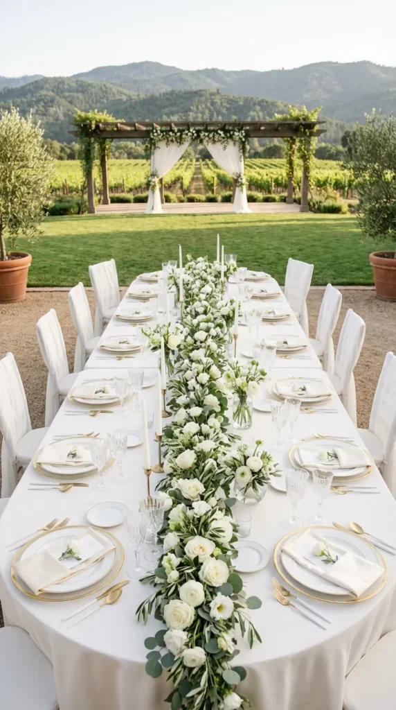 Elegant White and Green Minimalist Centerpieces
