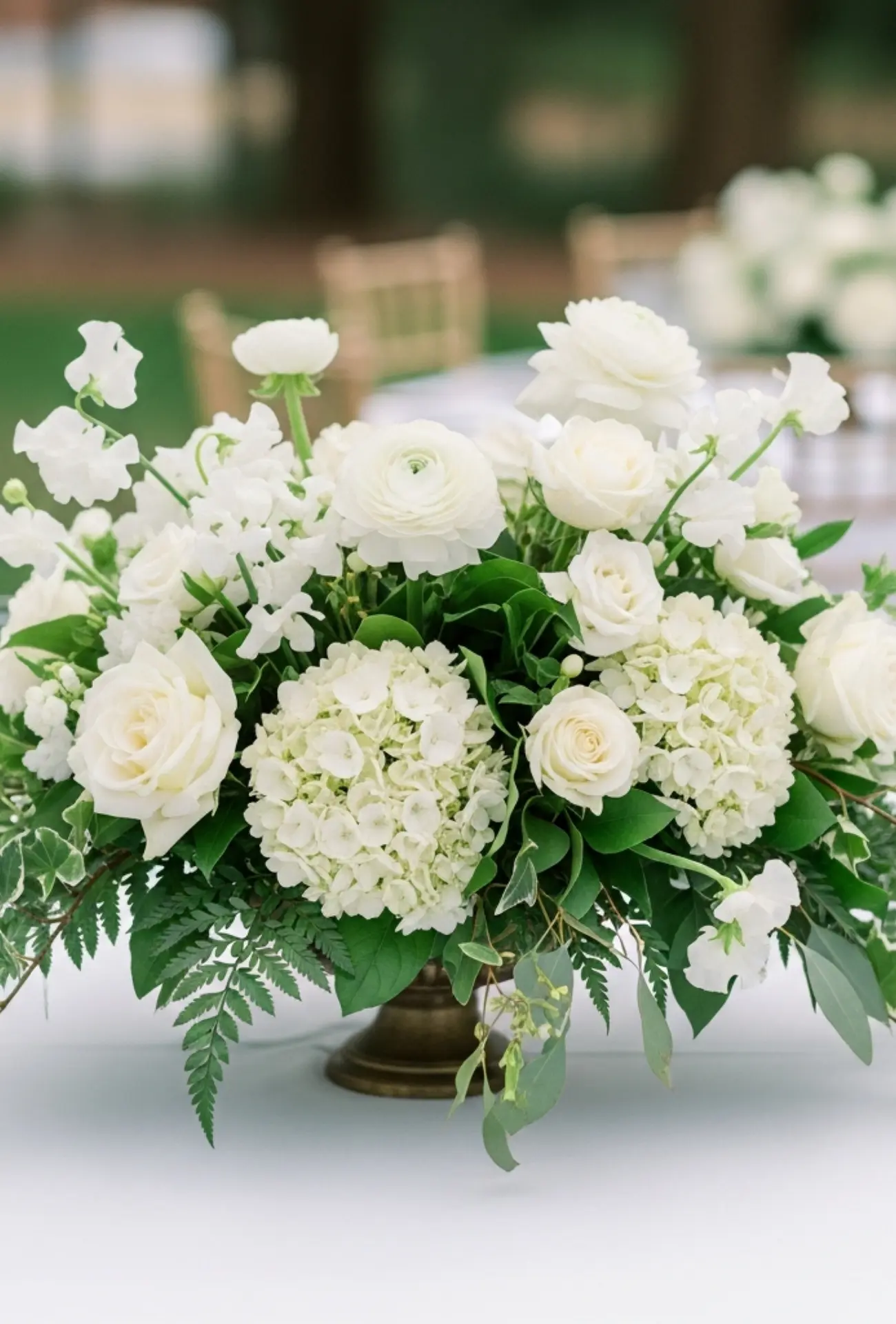 Elegant White and Green Classic Centerpieces