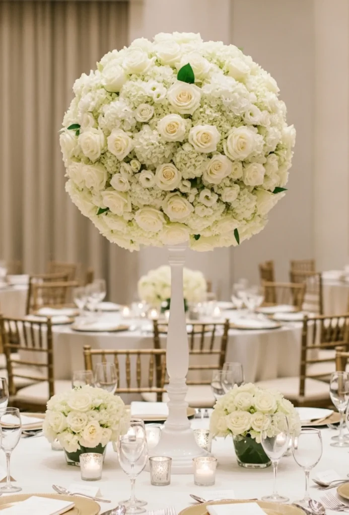 Elevated White Floral Orb Design