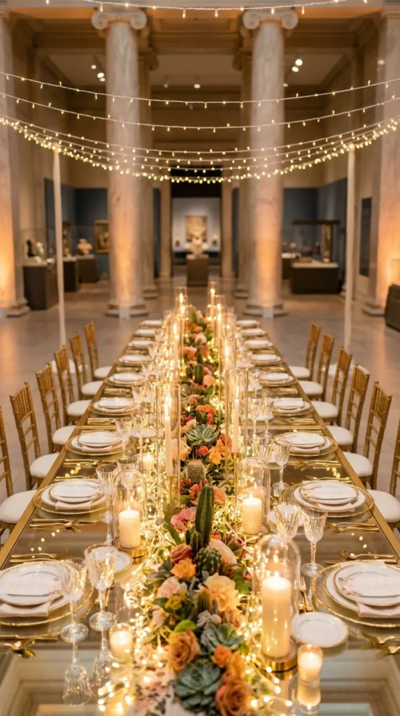 Fairy Light and Candle Wedding Table Styling