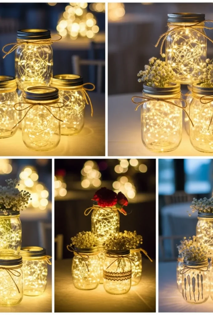 Fairy Light Mason Jar Centerpieces