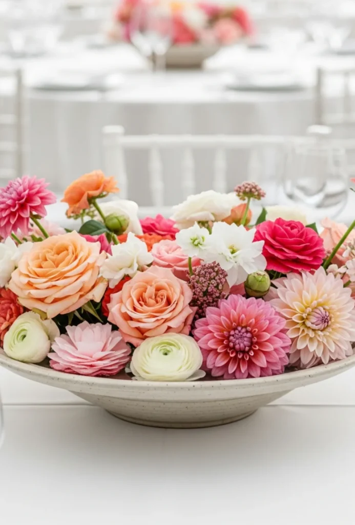 Floating Blooms in Shallow Bowls