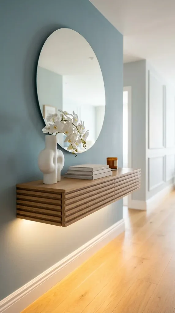 Floating Console Table with Wall-Mounted Mirror