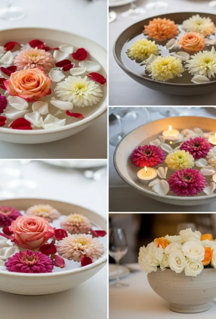 Floating Petals in Bowls
