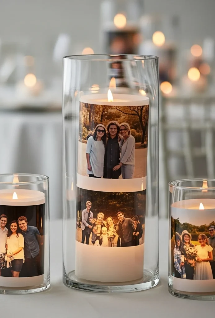 Floating Photo Candles in Glass Vases