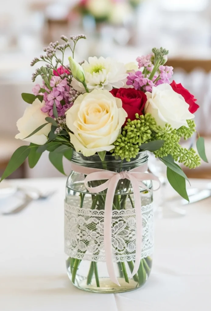 Floral & Lace Wrapped Jars
