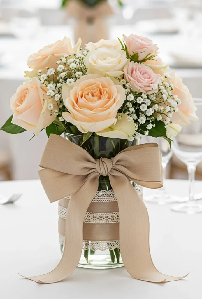 Floral & Ribbon-Wrapped Vase Accents
