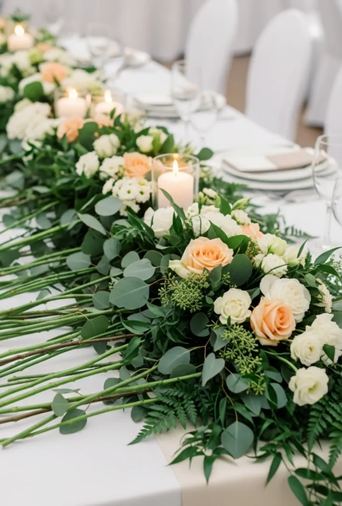 Floral Table Runner with Fresh Blooms