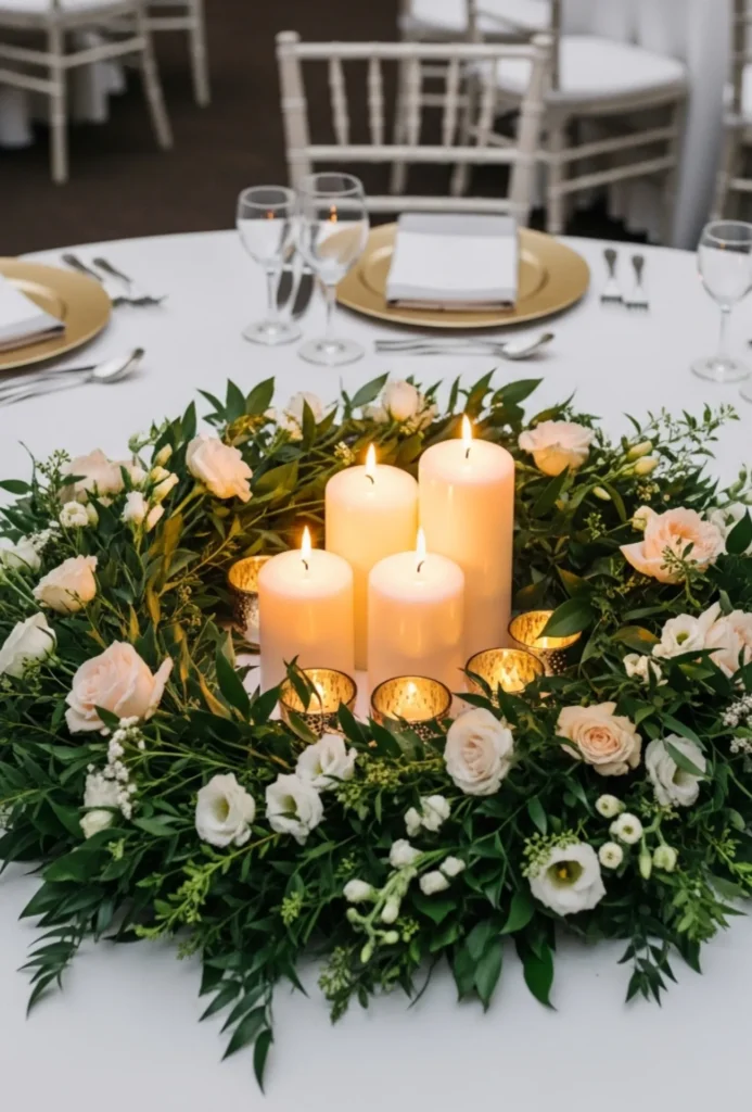 Floral Wreath Centerpieces with Candles