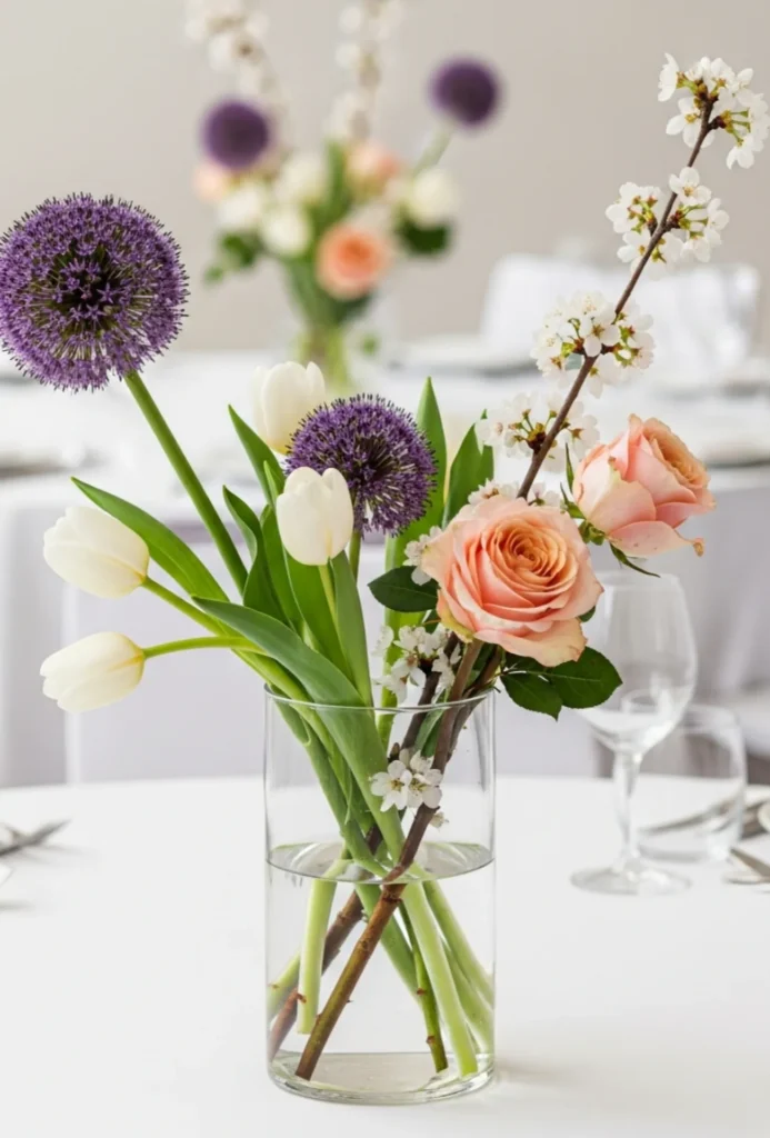 Fresh Cut Stems in Minimalist Glass