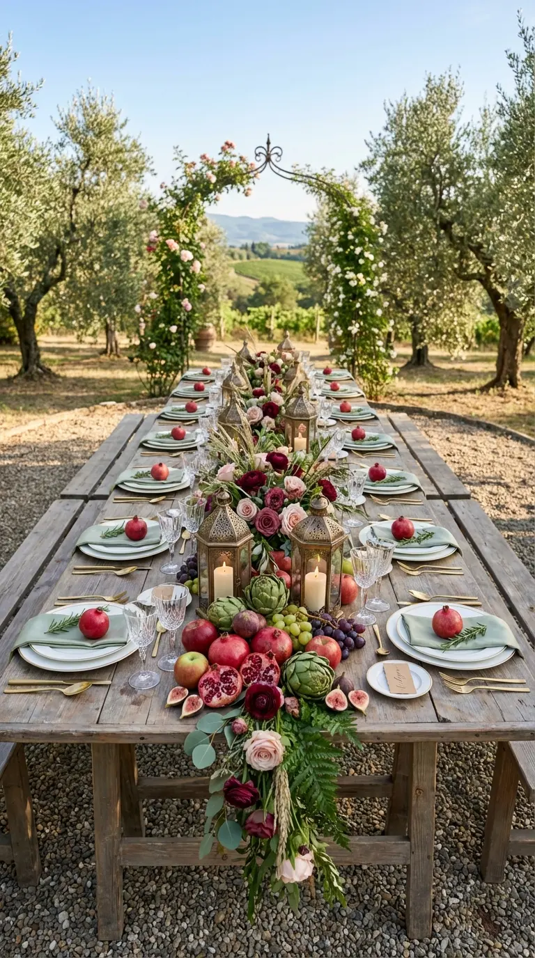 Fresh Produce Tablescapes (Apples, Pomegranates, Artichokes)